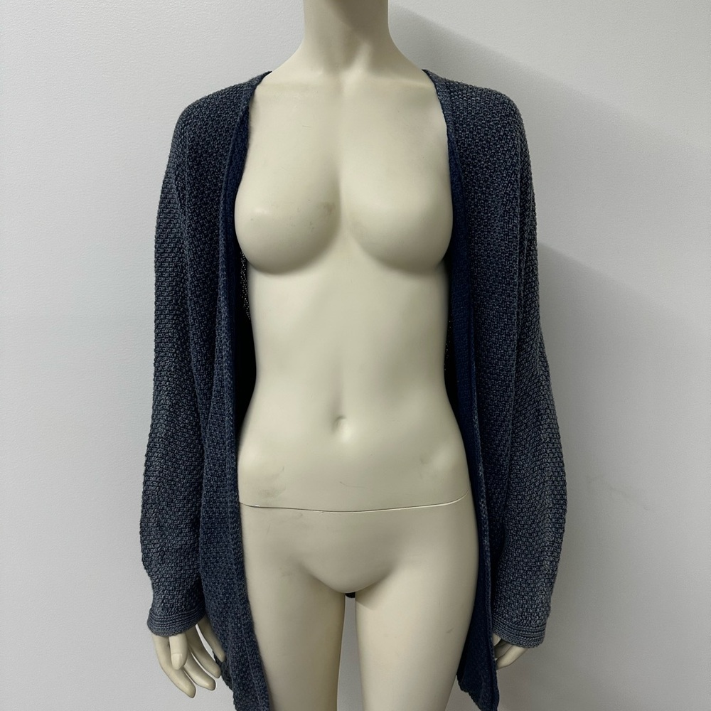 La Hearts by Pacsun Navy Blue Open-Front Bleach Washed Oversized Cardigan
